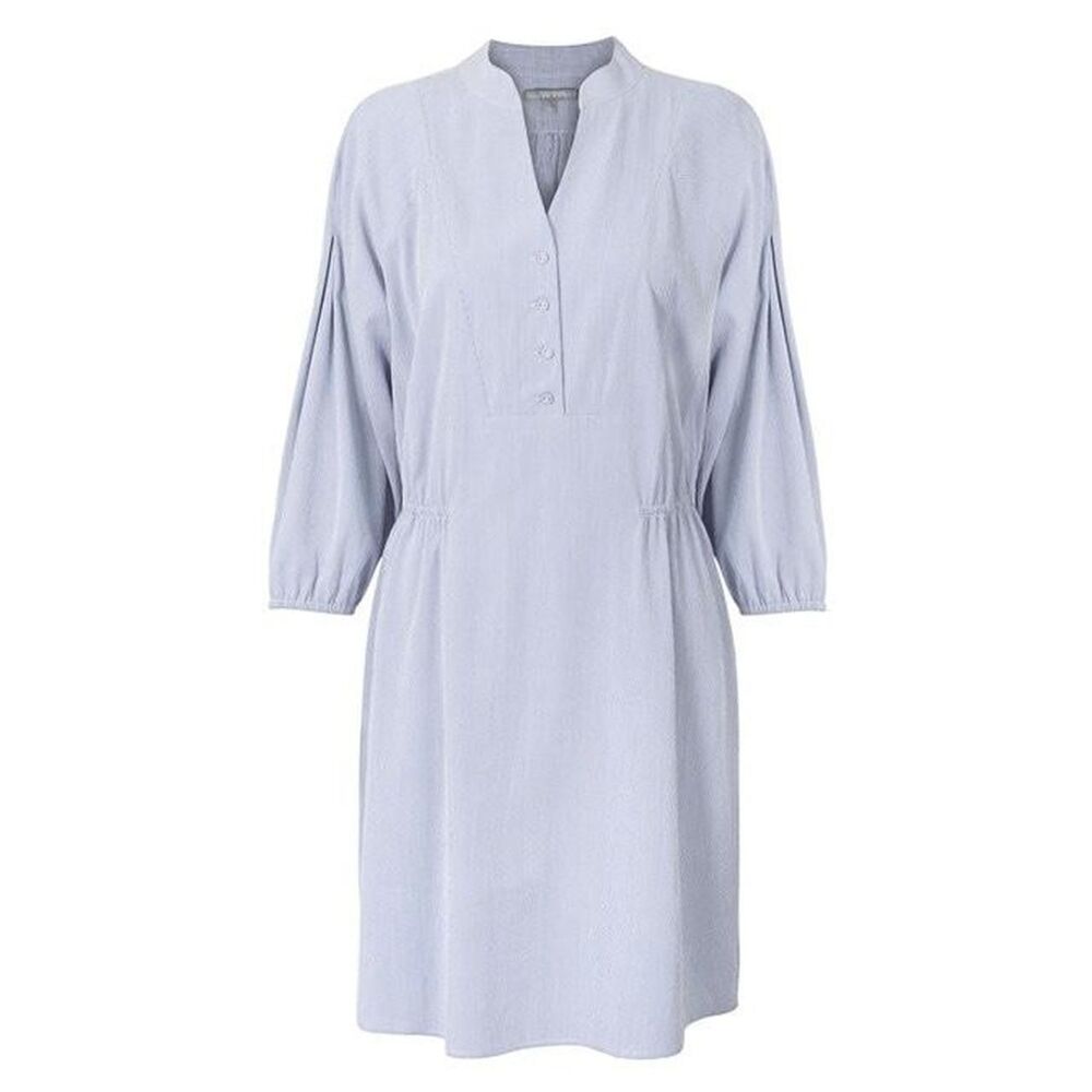 Oliver Bonas Grey Blue Micro Checkered 3/4 Sleeve Shirt Dress US 6